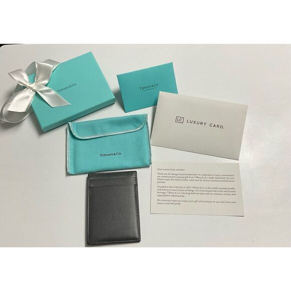 Tiffany & Co. Unisex Black Leather Cardholder - Picture 2 of 6